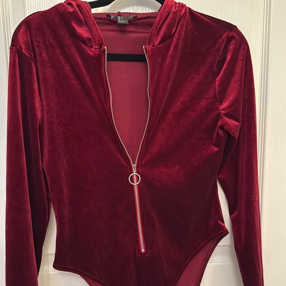 Like New: Forever 21 Red Velvet Bodysuit - Picture 7 of 11